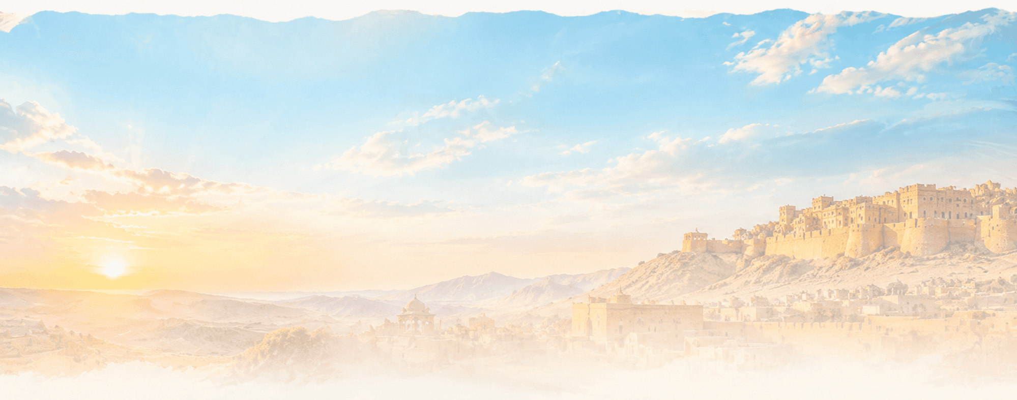 Dreamy Desert Fort at Sunrise